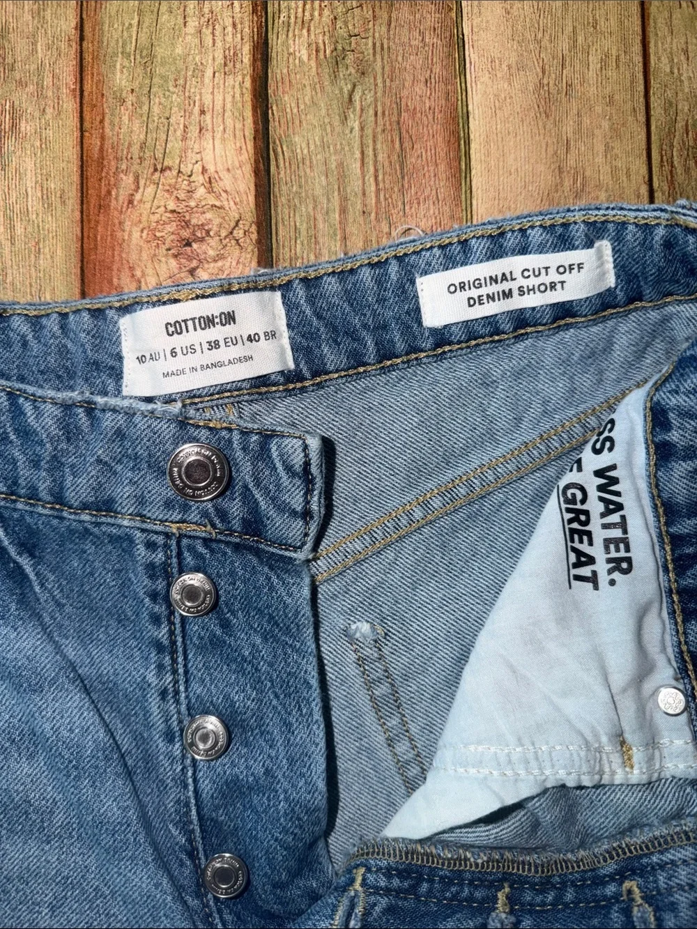 Cotton On Distressed Button-Front Denim Shorts - Blue
